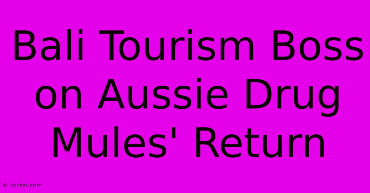 Bali Tourism Boss On Aussie Drug Mules' Return