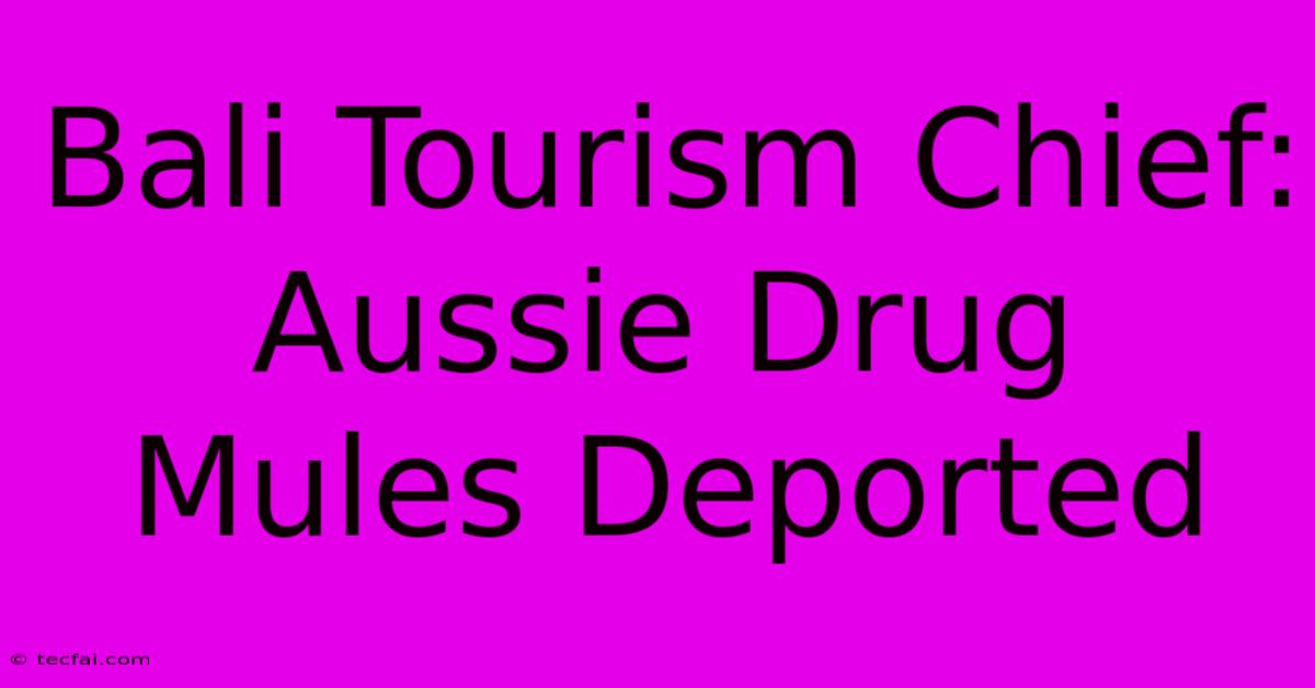 Bali Tourism Chief: Aussie Drug Mules Deported