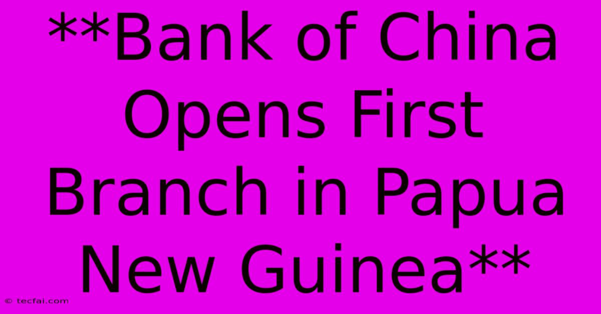 **Bank Of China Opens First Branch In Papua New Guinea**