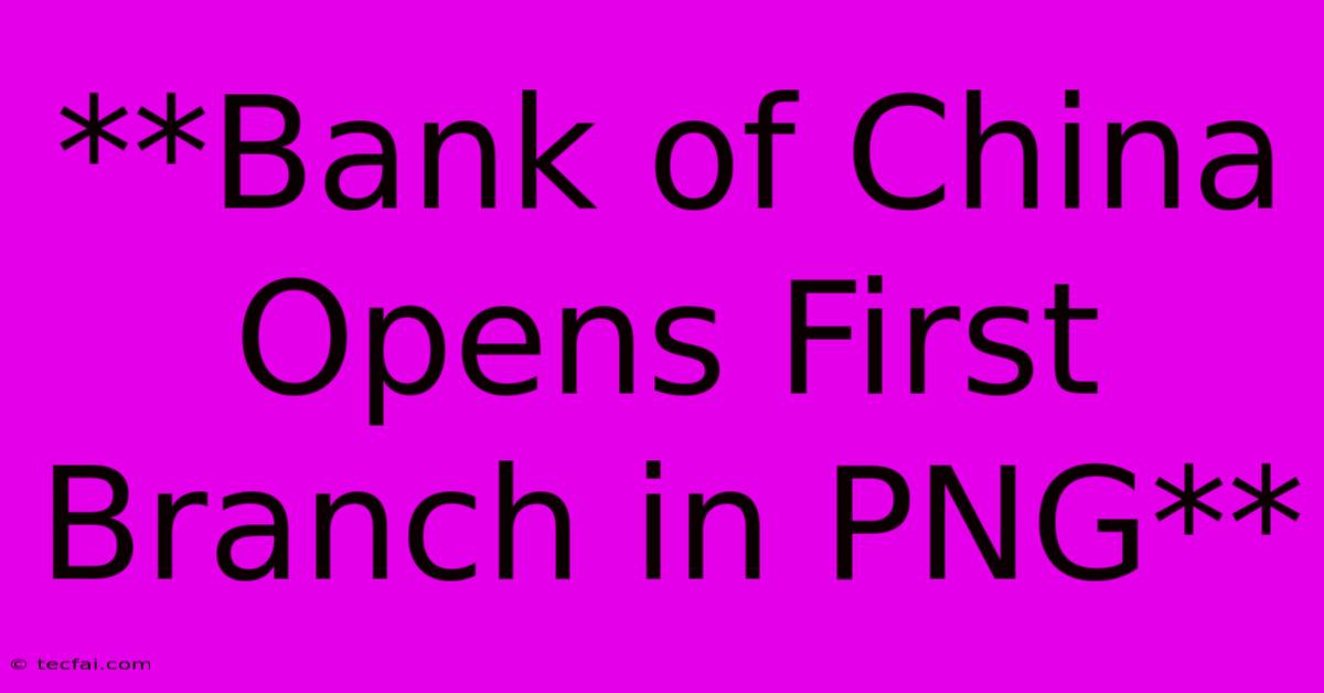 **Bank Of China Opens First Branch In PNG**