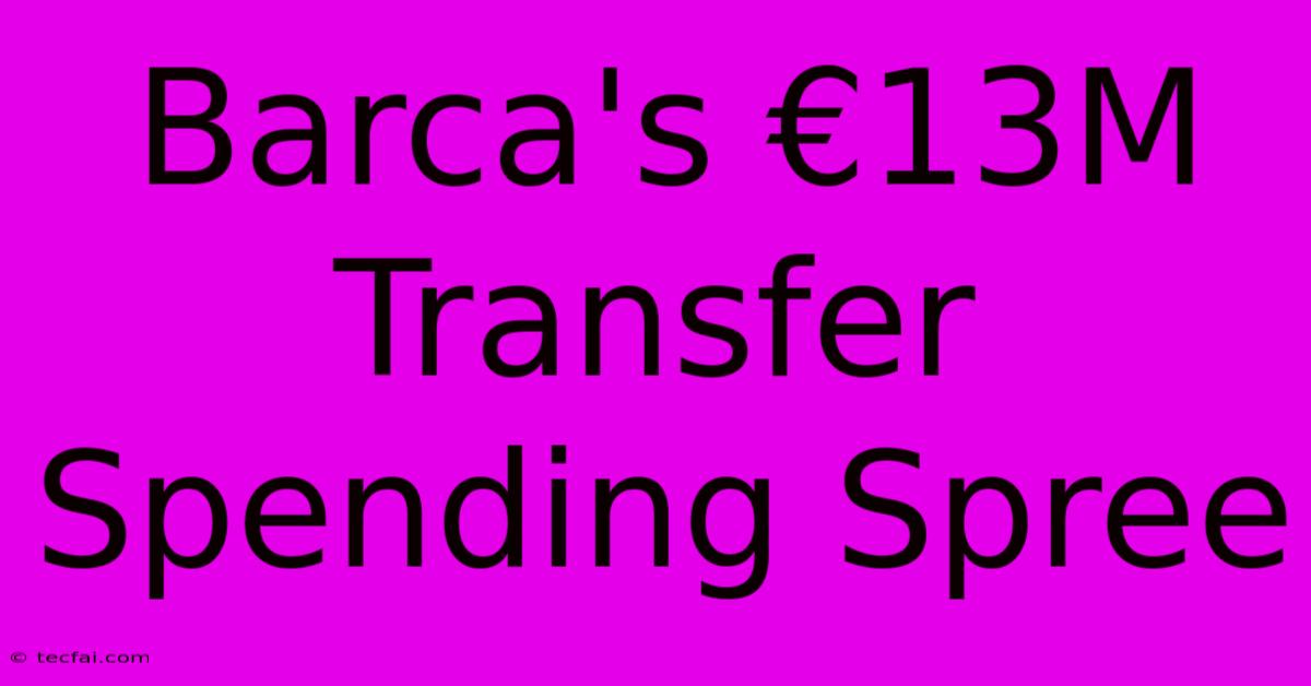 Barca's €13M Transfer Spending Spree