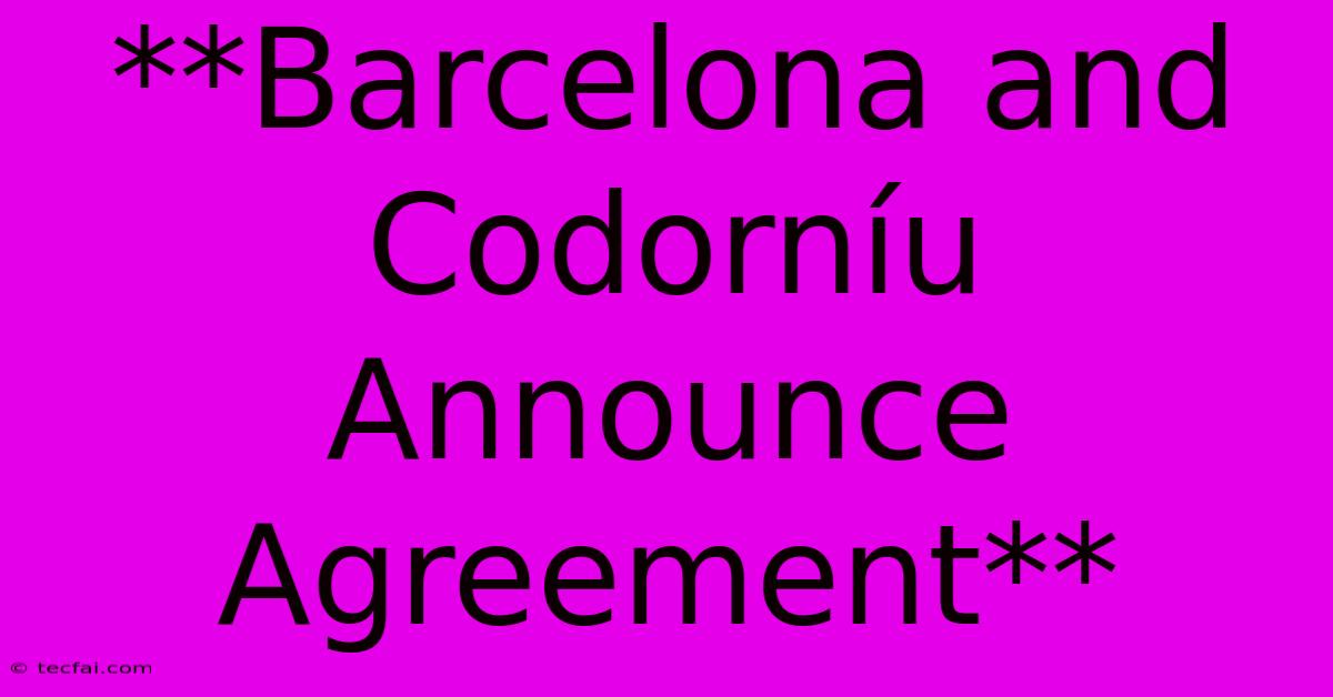 **Barcelona And Codorníu Announce Agreement**