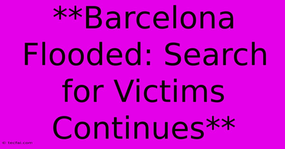 **Barcelona Flooded: Search For Victims Continues**