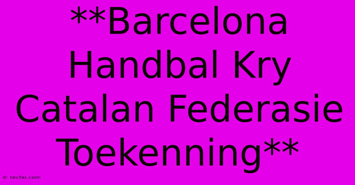 **Barcelona Handbal Kry Catalan Federasie Toekenning**