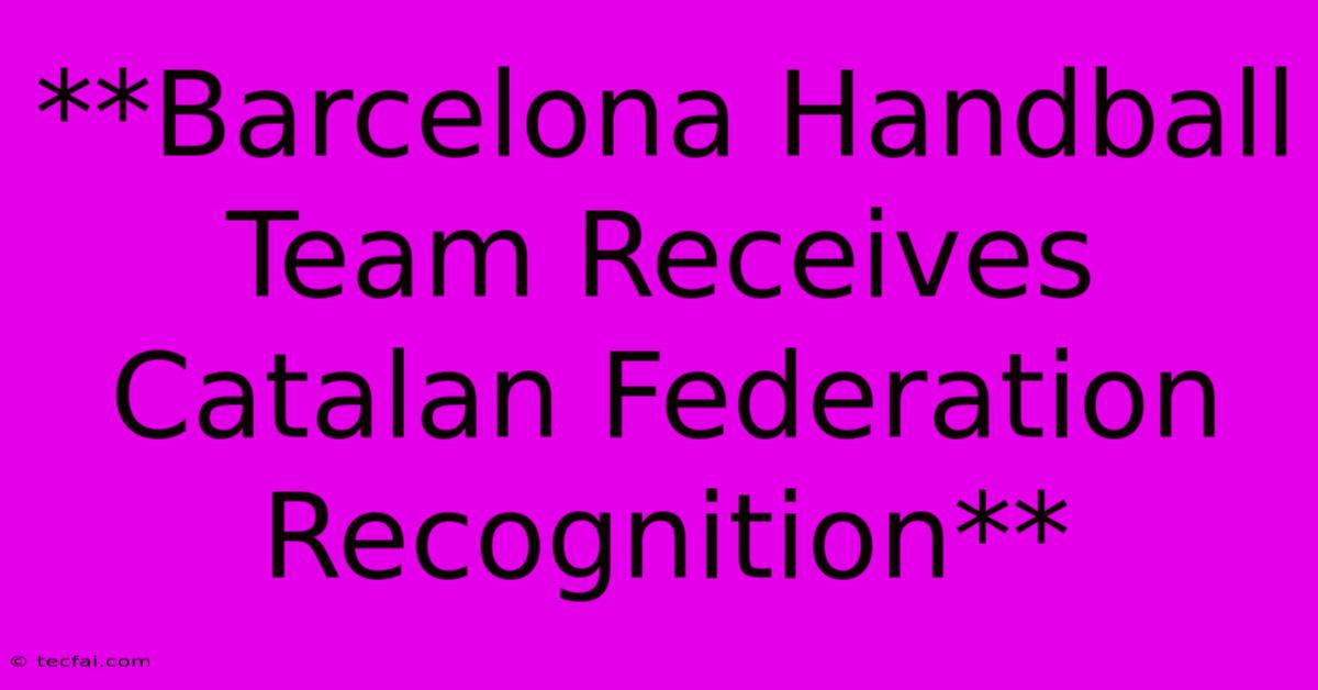 **Barcelona Handball Team Receives Catalan Federation Recognition** 