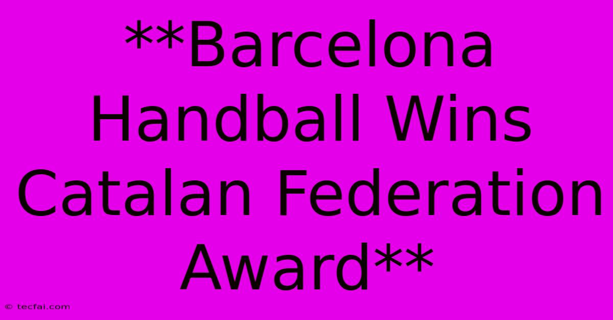 **Barcelona Handball Wins Catalan Federation Award**