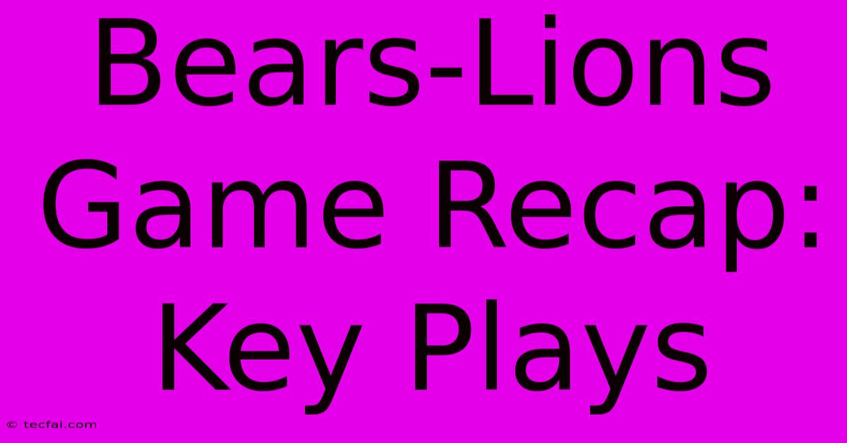 Bears-Lions Game Recap: Key Plays