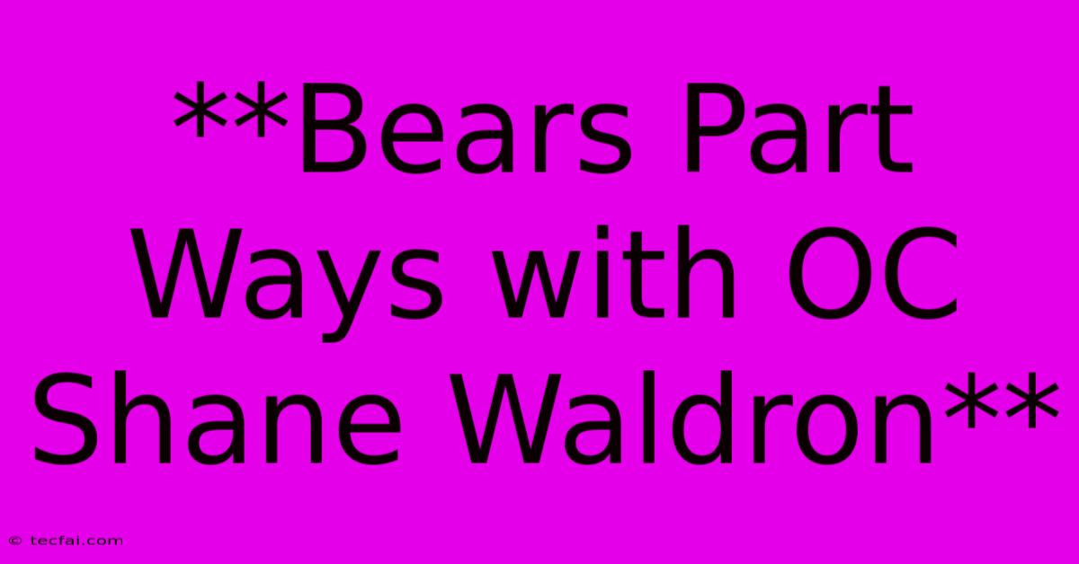 **Bears Part Ways With OC Shane Waldron**