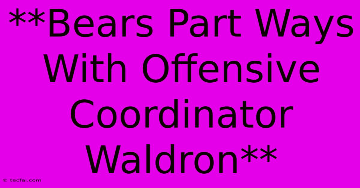 **Bears Part Ways With Offensive Coordinator Waldron**