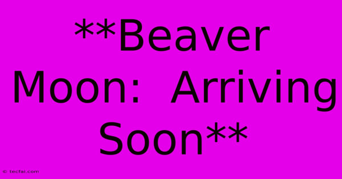 **Beaver Moon:  Arriving Soon**