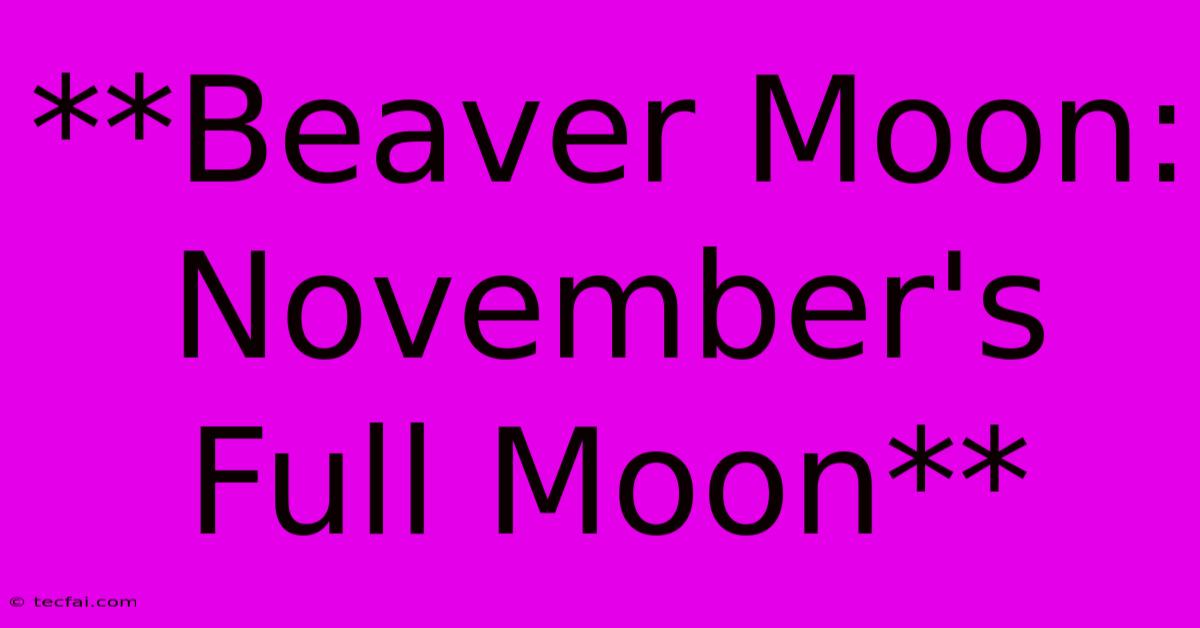 **Beaver Moon:  November's Full Moon** 