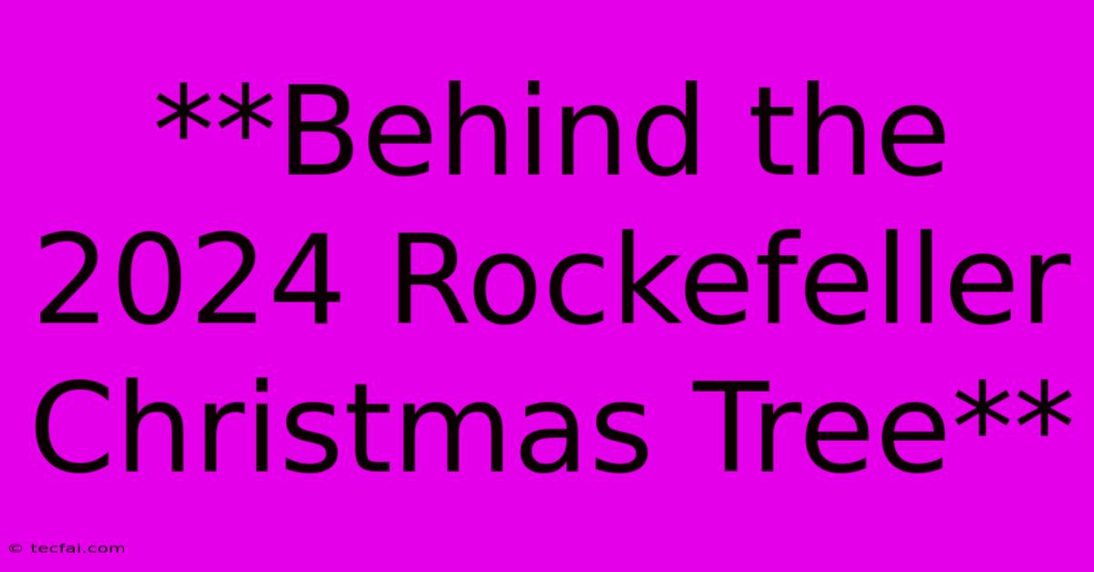 **Behind The 2024 Rockefeller Christmas Tree**