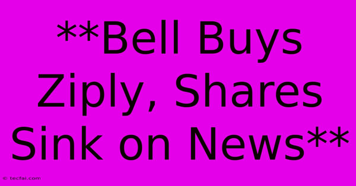 **Bell Buys Ziply, Shares Sink On News**