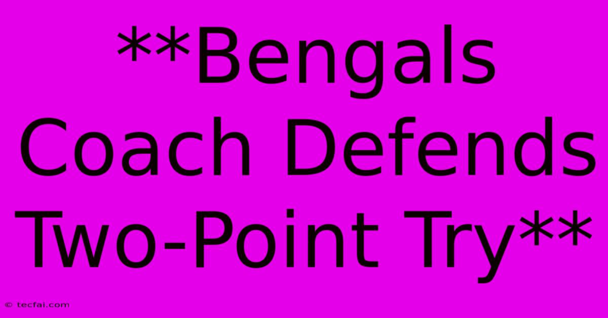 **Bengals Coach Defends Two-Point Try**