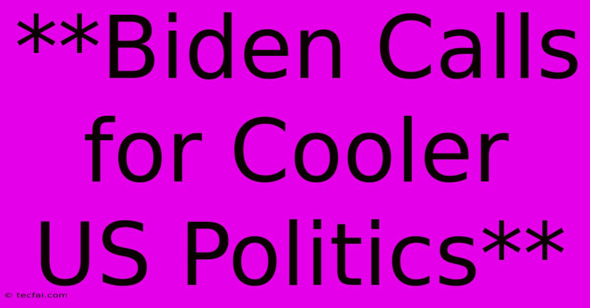 **Biden Calls For Cooler US Politics**