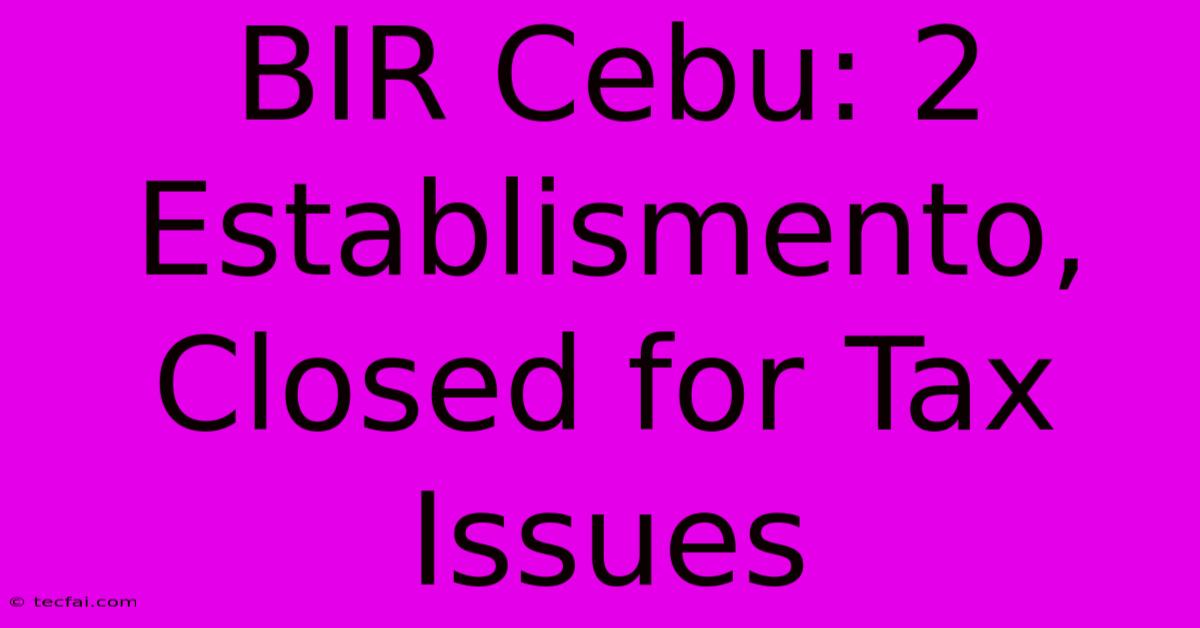 BIR Cebu: 2 Establismento, Closed For Tax Issues