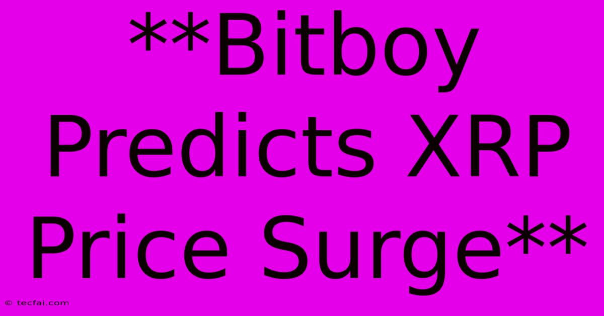 **Bitboy Predicts XRP Price Surge**