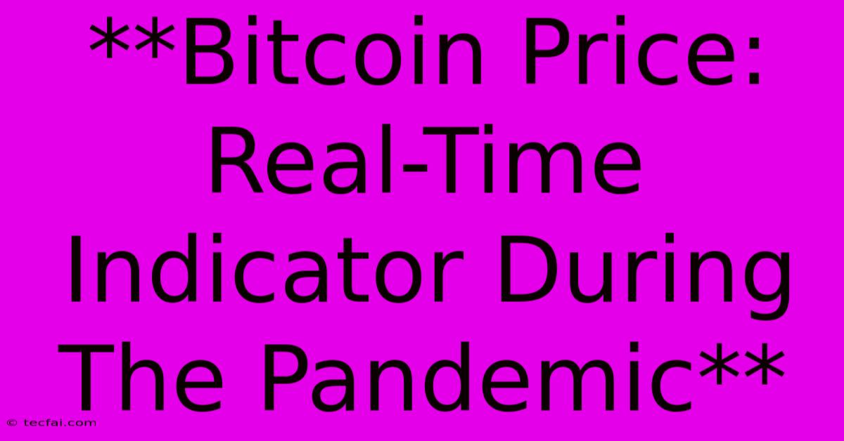 **Bitcoin Price: Real-Time Indicator During The Pandemic**