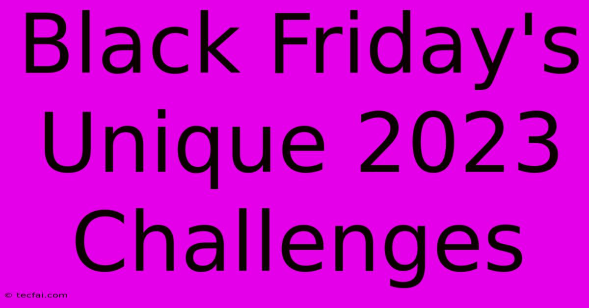 Black Friday's Unique 2023 Challenges