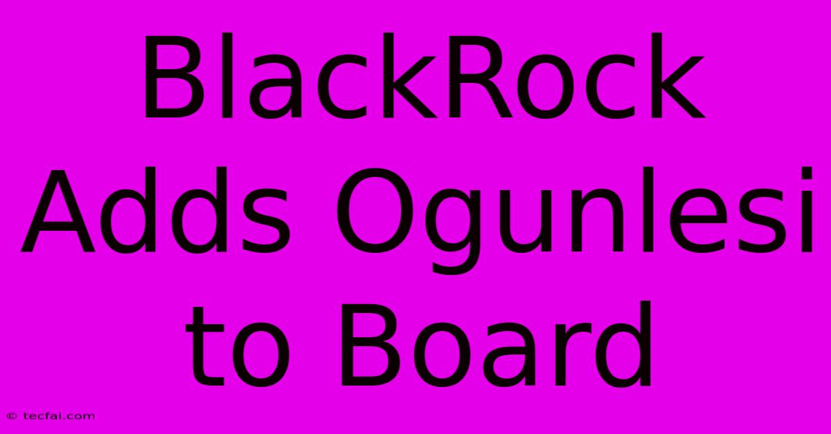 BlackRock Adds Ogunlesi To Board