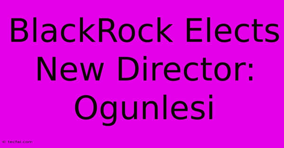 BlackRock Elects New Director: Ogunlesi