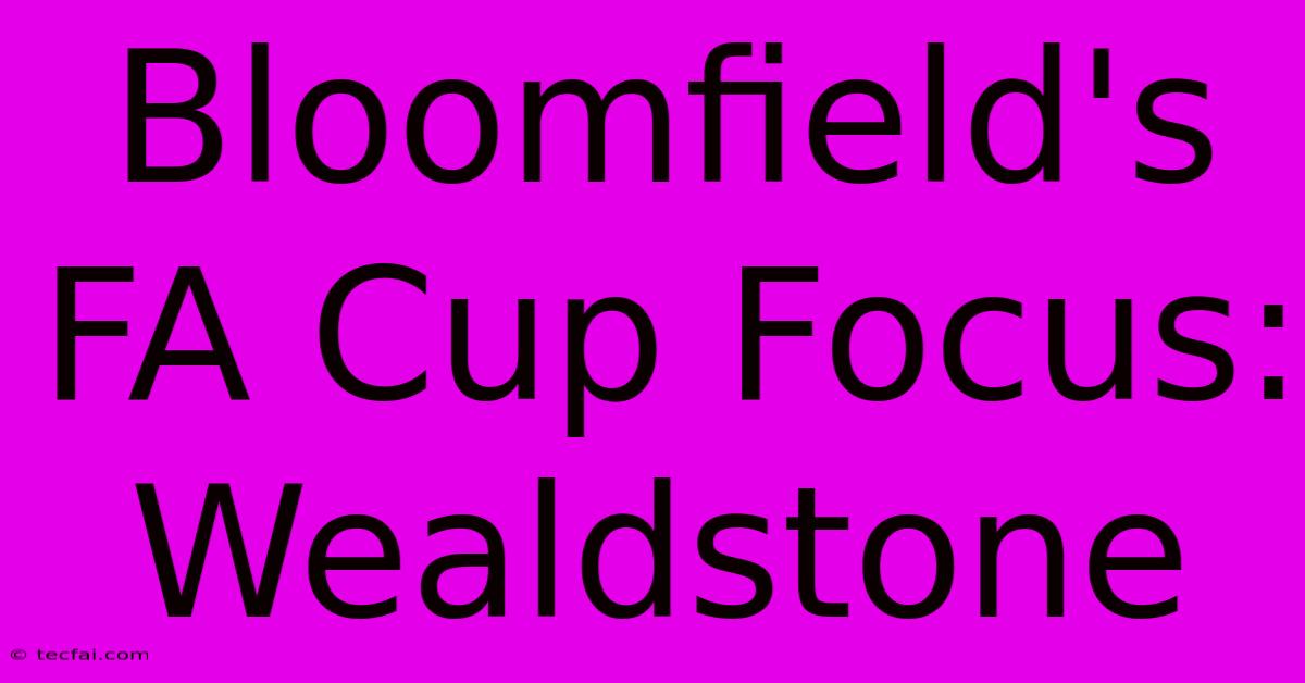 Bloomfield's FA Cup Focus: Wealdstone