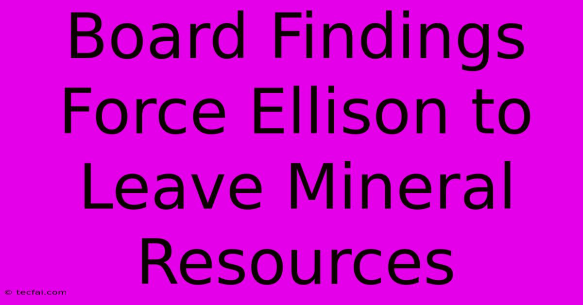 Board Findings Force Ellison To Leave Mineral Resources