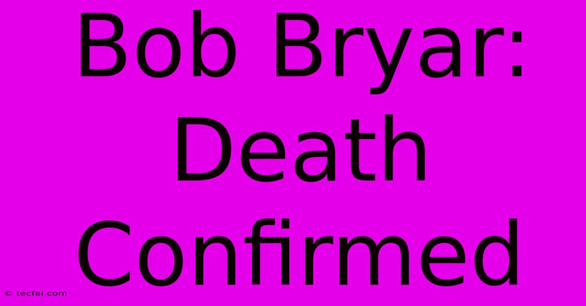 Bob Bryar: Death Confirmed