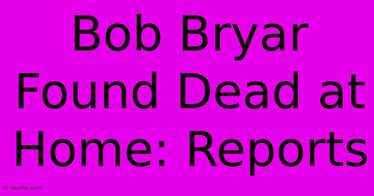 Bob Bryar Found Dead At Home: Reports