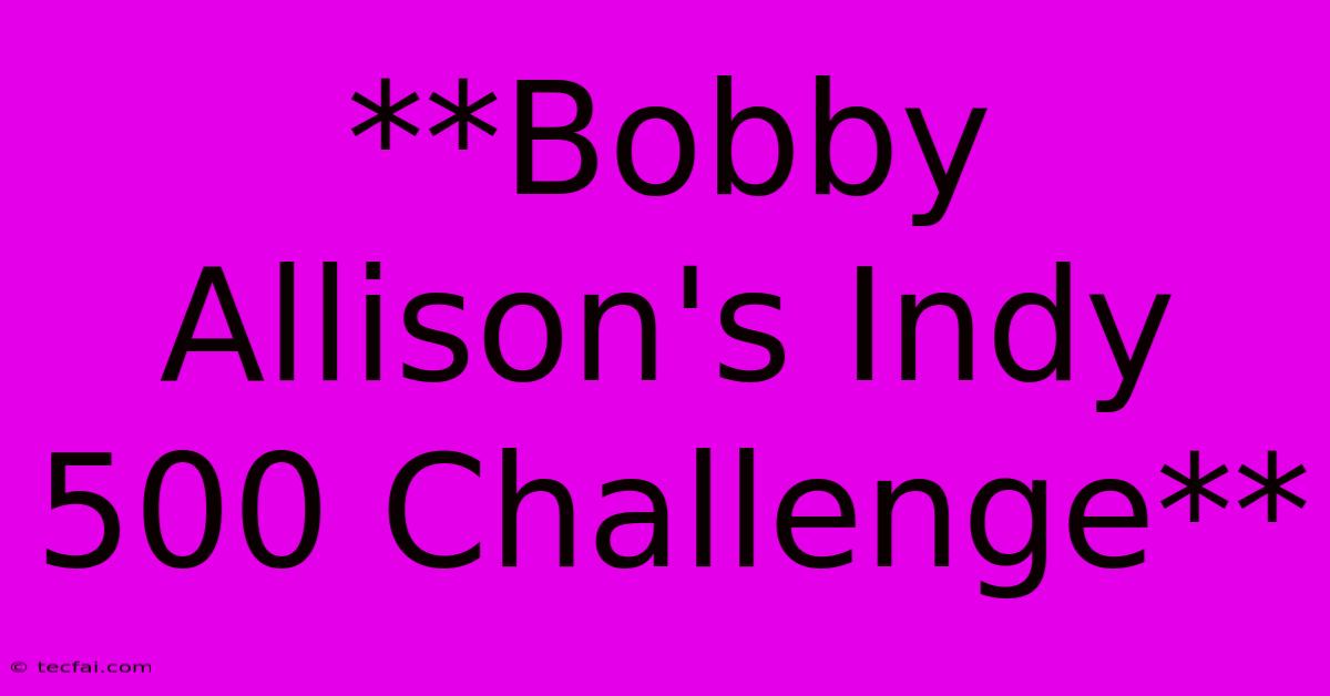 **Bobby Allison's Indy 500 Challenge**