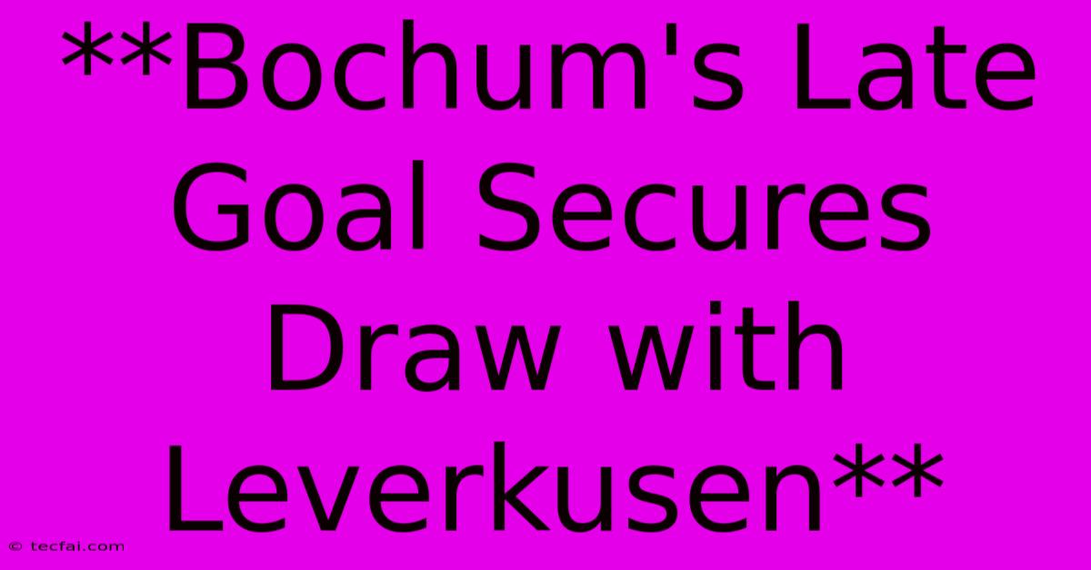 **Bochum's Late Goal Secures Draw With Leverkusen** 