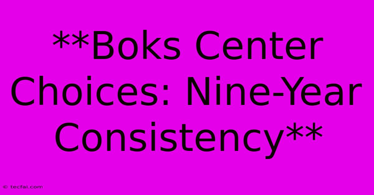 **Boks Center Choices: Nine-Year Consistency** 