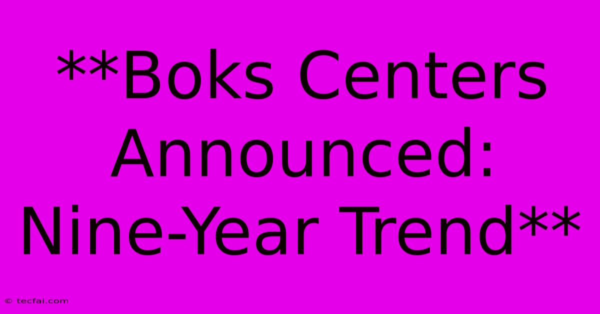 **Boks Centers Announced: Nine-Year Trend**