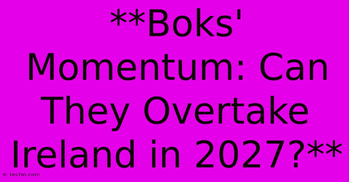 **Boks' Momentum: Can They Overtake Ireland In 2027?** 