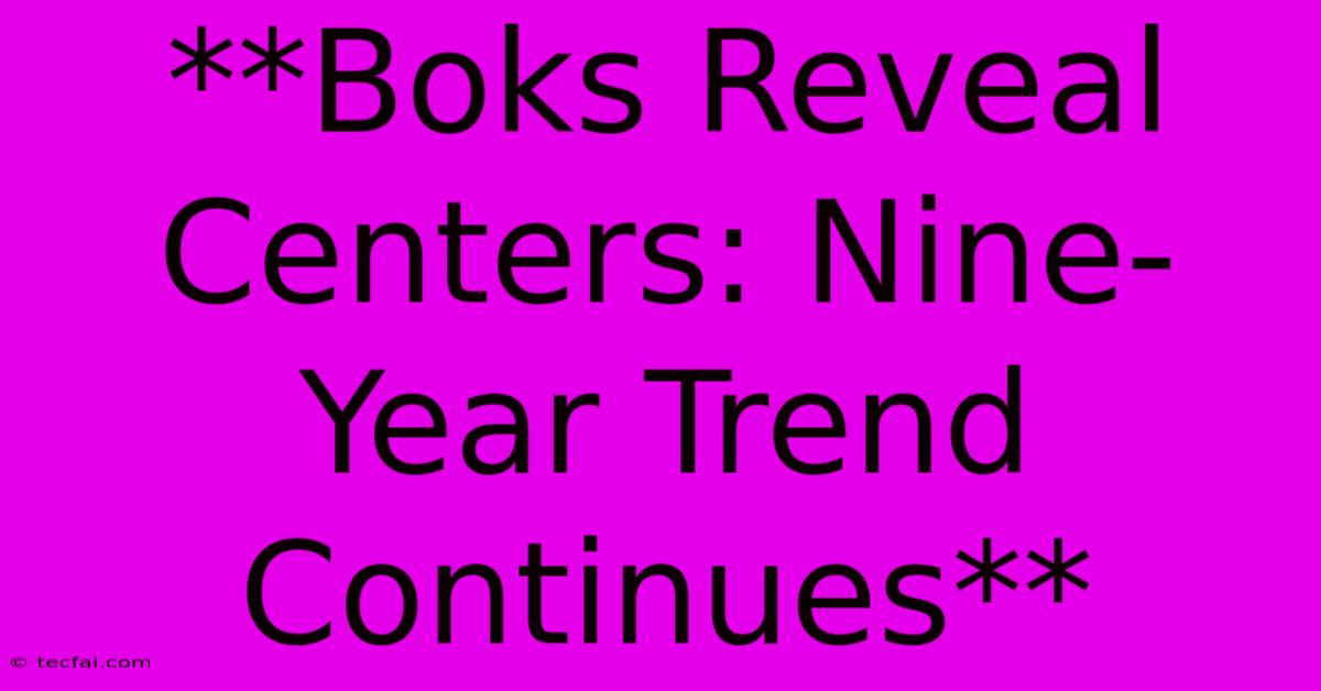 **Boks Reveal Centers: Nine-Year Trend Continues**