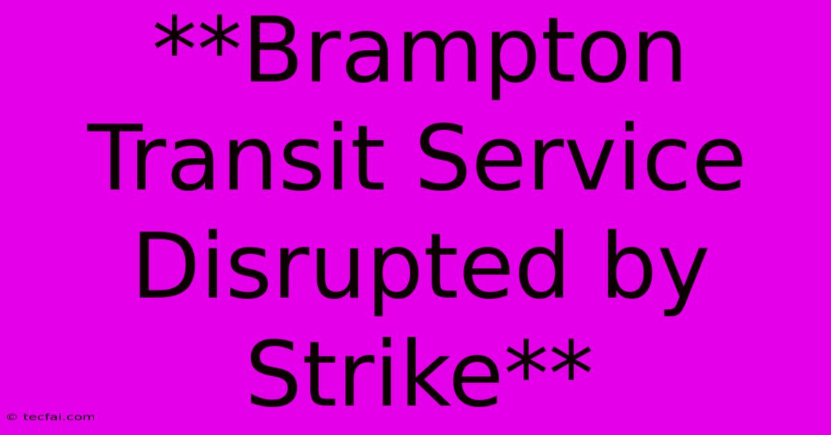 **Brampton Transit Service Disrupted By Strike**