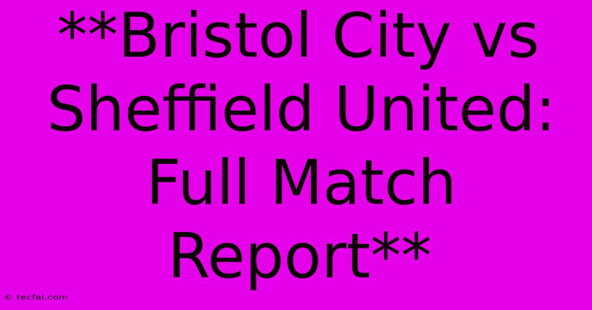 **Bristol City Vs Sheffield United: Full Match Report**