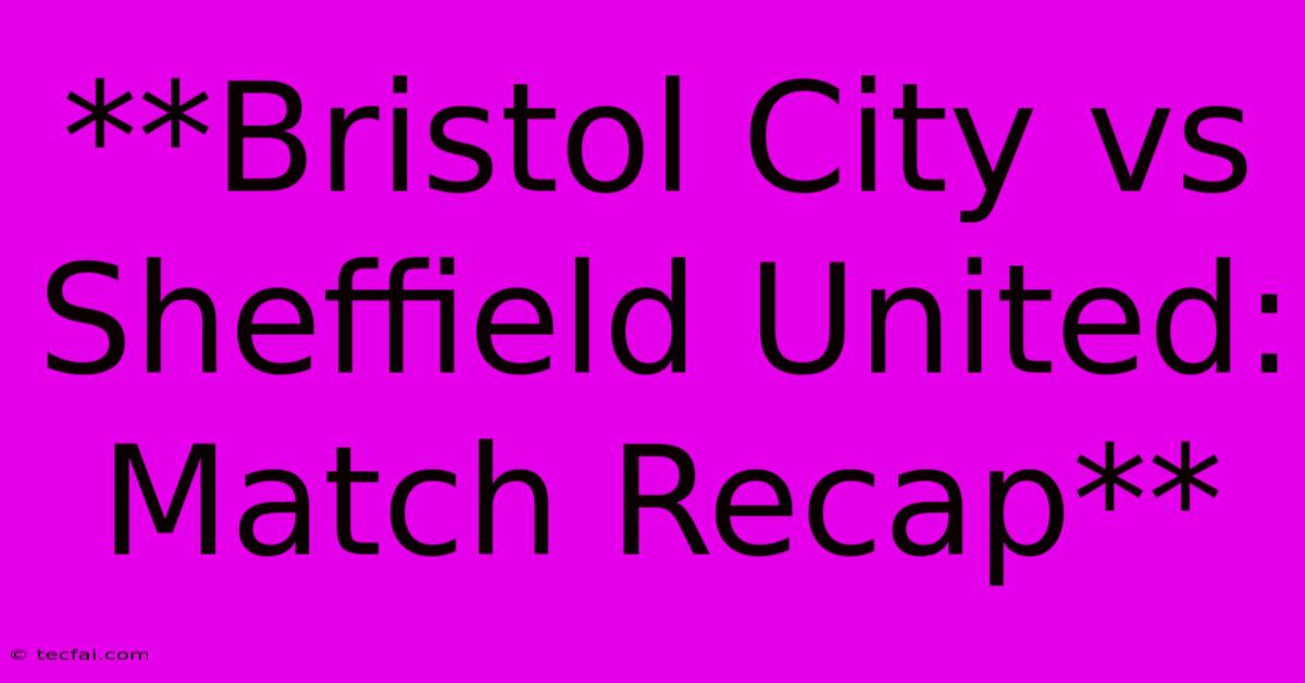 **Bristol City Vs Sheffield United: Match Recap**