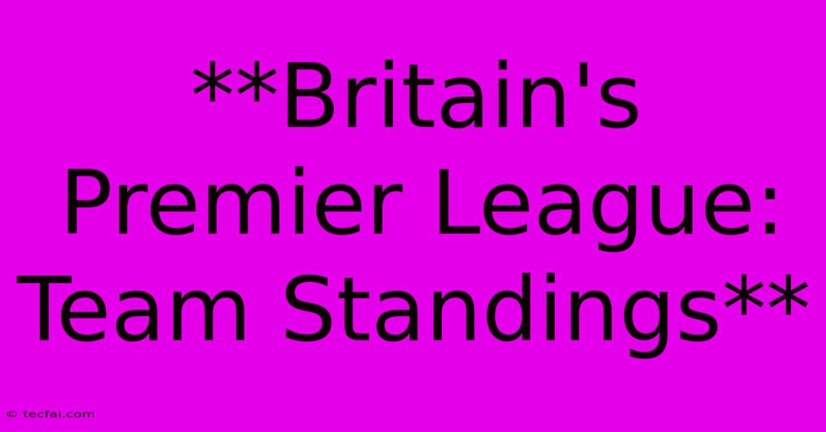 **Britain's Premier League: Team Standings**