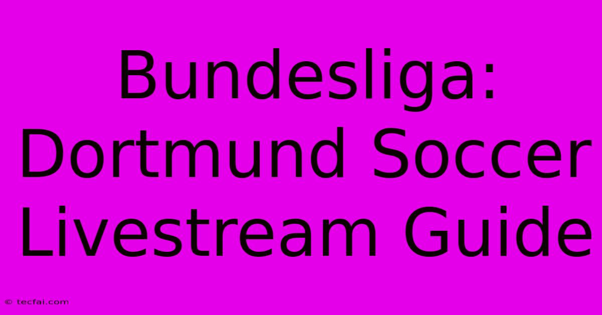 Bundesliga: Dortmund Soccer Livestream Guide