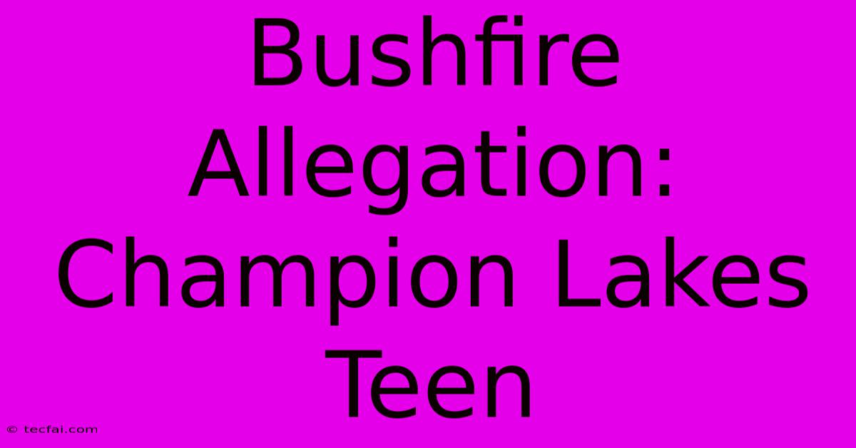 Bushfire Allegation: Champion Lakes Teen