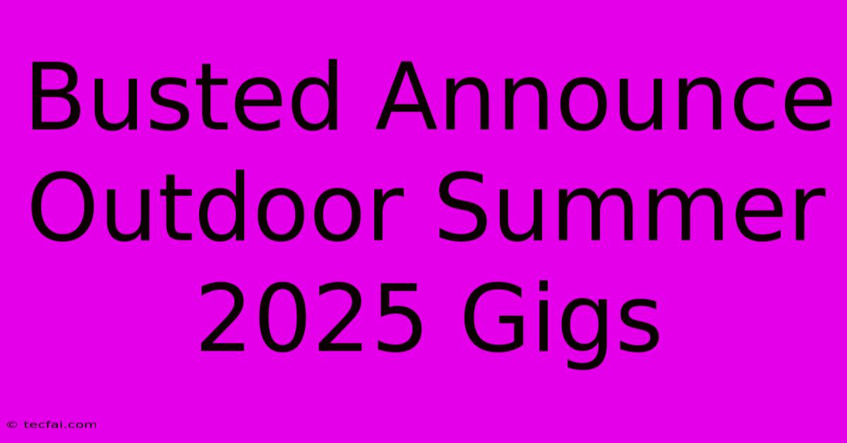 Busted Announce Outdoor Summer 2025 Gigs