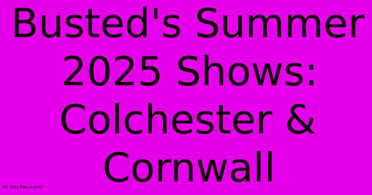 Busted's Summer 2025 Shows: Colchester & Cornwall