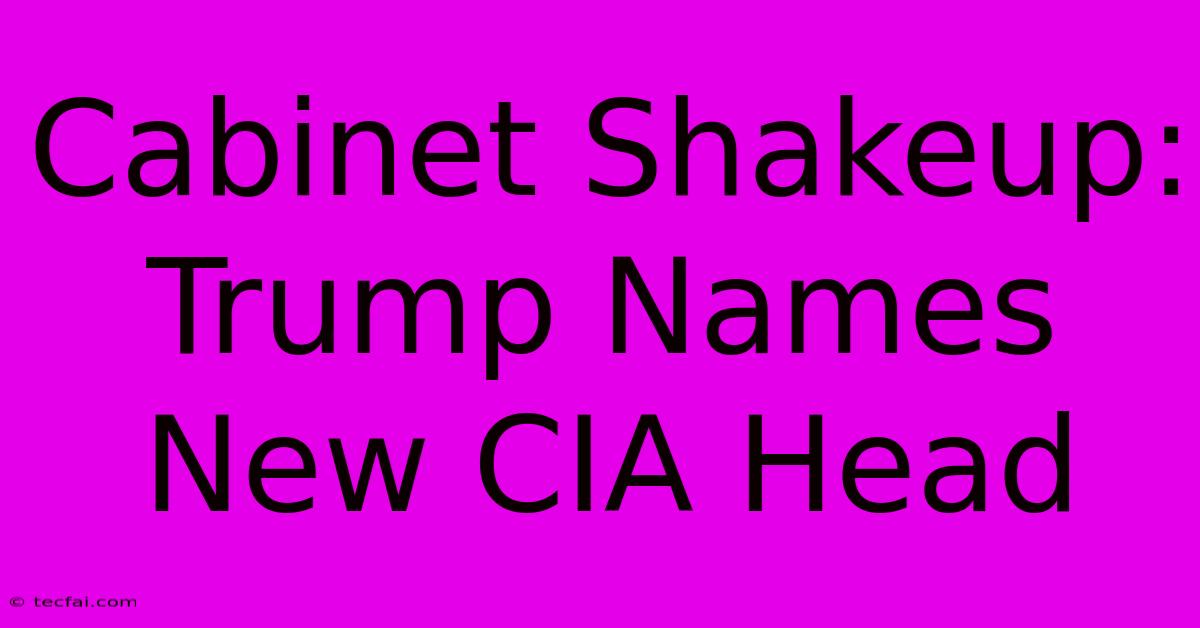 Cabinet Shakeup: Trump Names New CIA Head