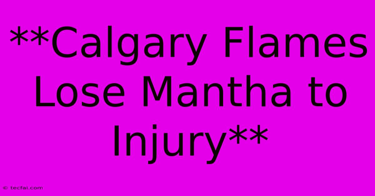 **Calgary Flames Lose Mantha To Injury** 