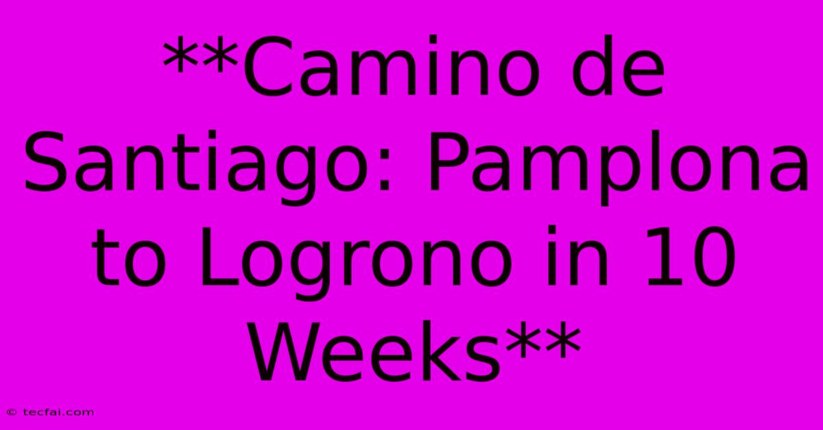 **Camino De Santiago: Pamplona To Logrono In 10 Weeks**