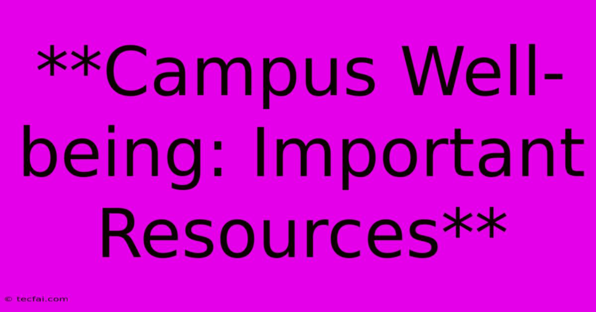 **Campus Well-being: Important Resources** 