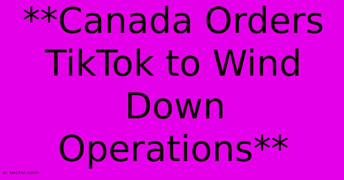 **Canada Orders TikTok To Wind Down Operations**