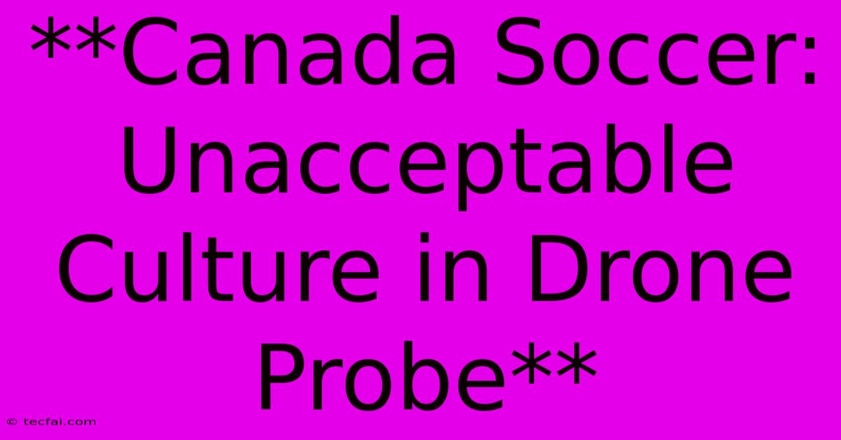 **Canada Soccer: Unacceptable Culture In Drone Probe**