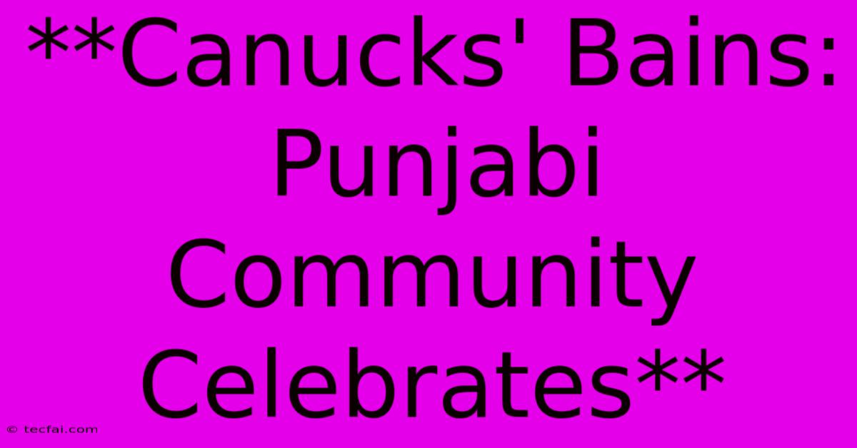 **Canucks' Bains: Punjabi Community Celebrates**